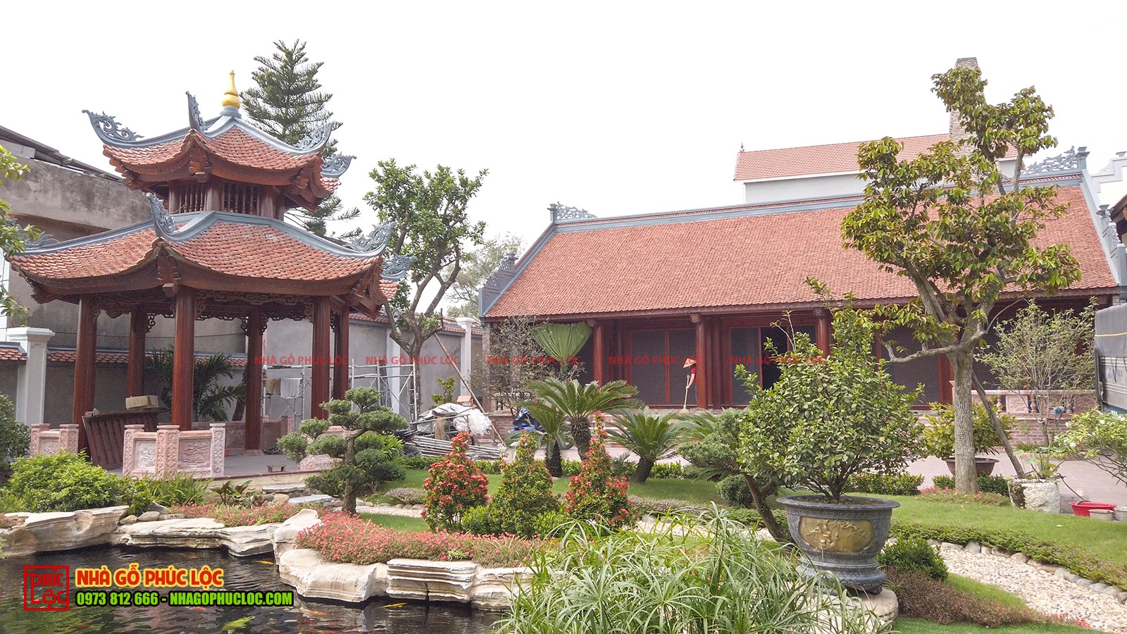 Thi công nhà chòi trong nhà gỗ cổ truyền